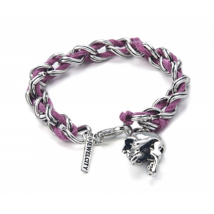 Skull charm bracelet purple